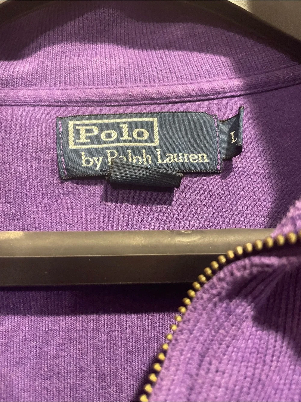 VINTAGE RALPH LAUREN PURPLE QUARTER ZIP SWEATER LARGE